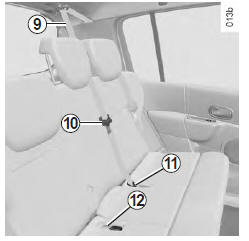 Renault Modus. Ceinture arriere centrale
