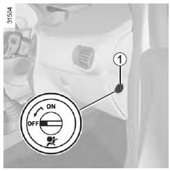 Renault Modus. Désactivation des airbags passager avant (pour les véhicules qui en sont équipés)